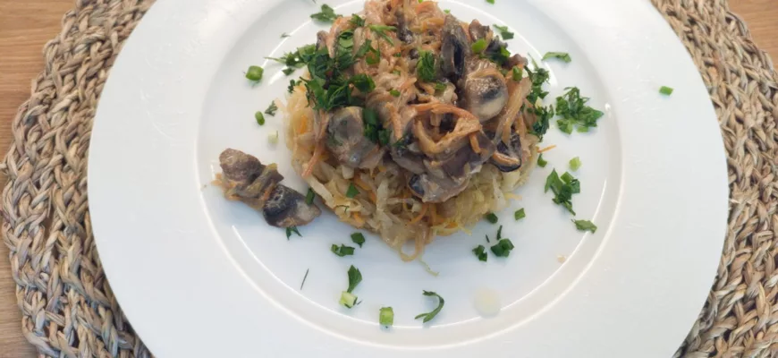Печень с грибами