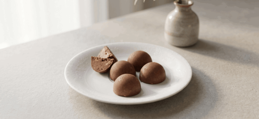 клубничные конфеты без сахара с какао и фундуком в силиконовой форме