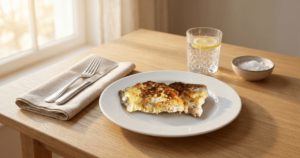 Шницель из свиной корейки на косточке в яичном льезоне с бамбуковой клетчаткой