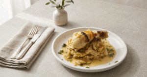 Запеченныые куриные голени с тушёной капустой